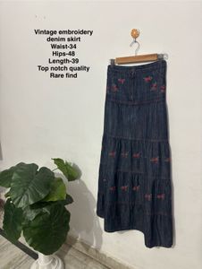 Vintage Embroidery Denim Skirt