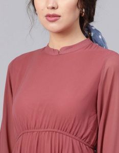 Dusty Rose Pleated Midi Dress