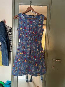 blue paisley print dress