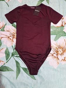 Shein Sheer Yoke  Short Sleeves Bodysuit