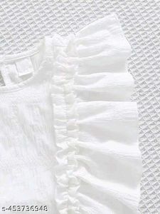 Ruffle Top &amp; Soft Denim Pant Set For Girls