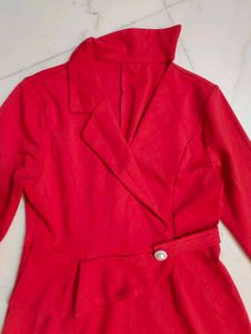 Red Dress with Blazer Detail