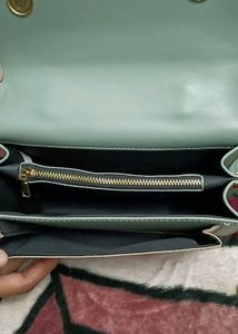 Sage Green Croc Embossed Top Handle Bag