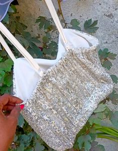Sequin Embellished Cropped Top