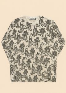 Trendy Cream Sweatshirt with Black Tiger Print – U