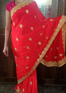 New Saree With Stich Blouse