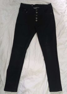 Black Button-Fly Jeans