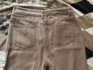 Urbanic Brown Ripped Straight Fit Jeans For Women