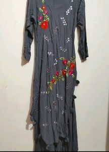 Charcoal Grey Anarkali Kurti For 38 Bust