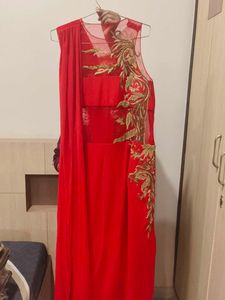Red Embellished Ethnic Gown