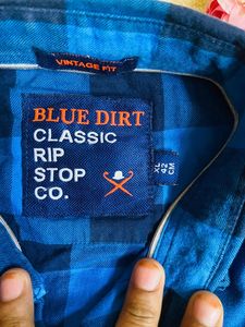 Blue Color Cotton Branded Shirt