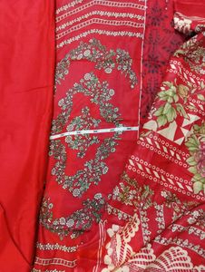 Red Embroidered Unstitched Salwar Kameez