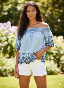 Embroidered Off-Shoulder Top