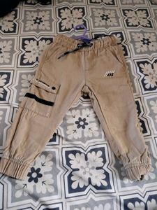 Boys Beige Cargo Pants