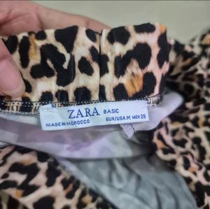 Zara Animal Print Wide Leg Pants