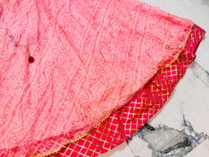 Pink Bandhani Garba Skirt