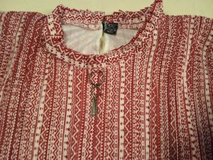 Red &amp; White Print Tunic Dress