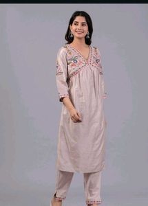 Premium Blush Pink Kurta Set With Lining