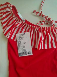 Red &amp; White Striped Swimsuit