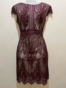 FOREVER21 Burgundy Lace Overlay Dress