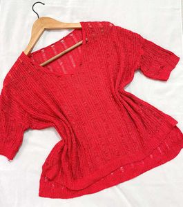 B2G2 🎁Red V-Neck Knit Top D
