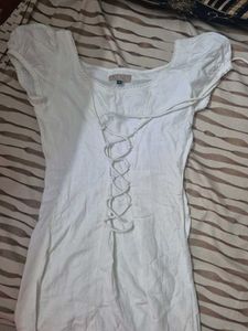 White Lace-Up Dress