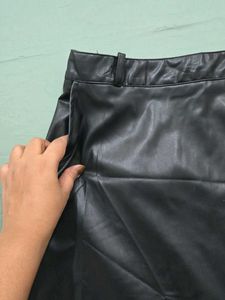 ZARA Faux Leather Circular Skirt