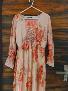 Floral Dress With Ruffled Long Sleeves