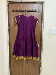 Purple Anarkali Suit (top, Bottom And Chinni)