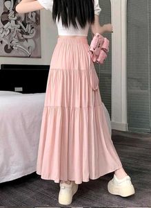 Pink Tiered Maxi Skirt