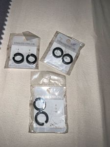 UNISEX Black Hoop Earrings / Studs