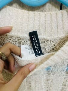 H&amp;M White Knit Crop Top