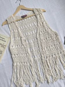 Boho Crochet Fringe Vest
