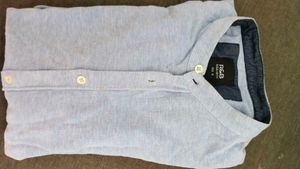Mandarin Collar Shirt Full Sleeves Blue