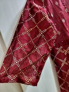Maroon Embroidered Kurta Jacket For Dandiya