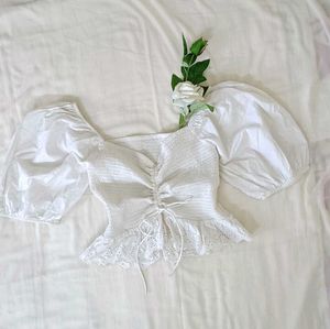 Smocked Front Ruched Top