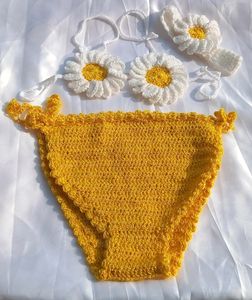 Baby Girl Crochet  Sunflower  Photoshoot  Dress