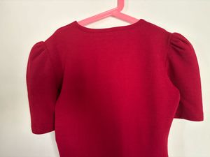 Red Puff Sleeve Top