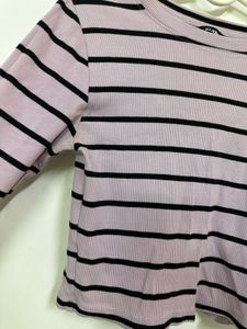 Striped Long Sleeve Crop Top