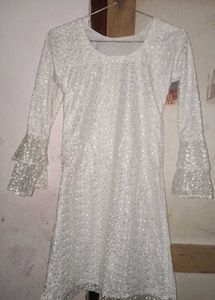 White Sequins Embroidered Kurti