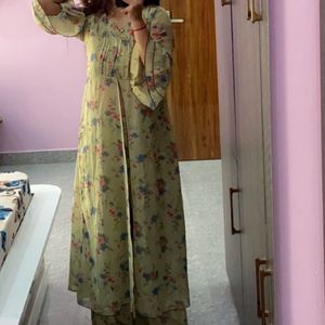 Green Color 2 Piece Co Ord Set