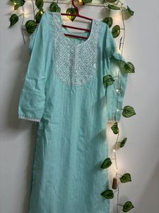 Elegant Aqua Embellished Kurta