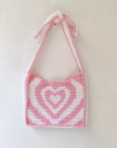Crochet Heart Print Handbag