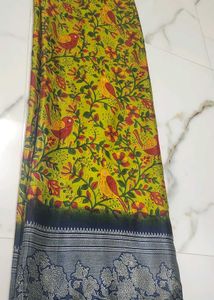 Beautiful Parrot And Floral Saree