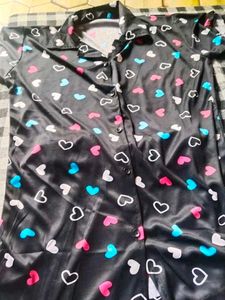 Heart Print Night Dress (Top Pant Set)