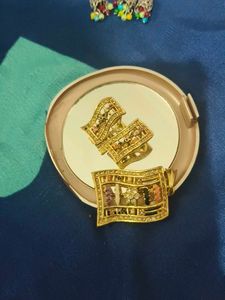 Golden Colour Earring And Pendan Colourfull Stones