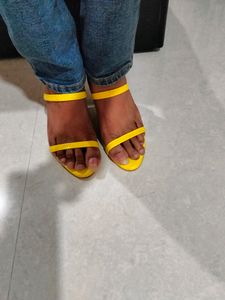 Stalk Yellow Kitten Heel Sandals