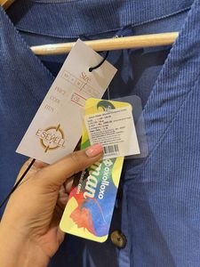 Corduroy Blue Button-Down Dress