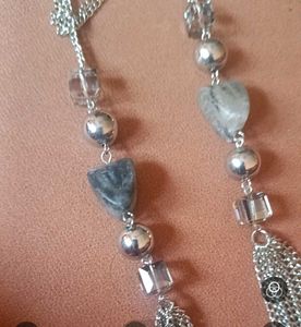 Silver Toned Stone Necklace