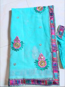 ⚡Women Net Blue Saree